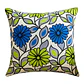 Funda Cojín - Flores Azules y Verdes - Miniatura 1