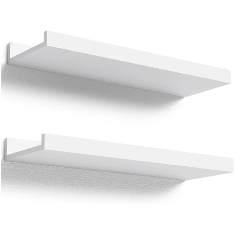 Repisa Flotante en L Blanca – Hecha a Mano en Madera (60 cm)