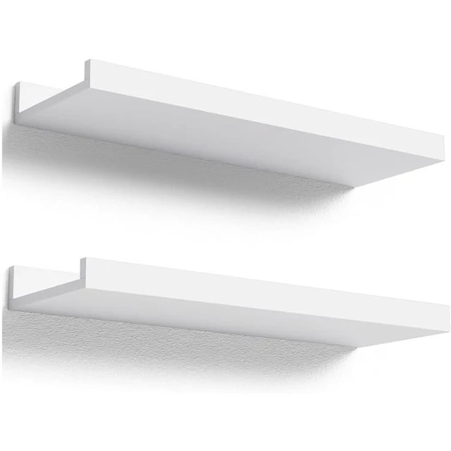Repisa Flotante en L Blanca – Hecha a Mano en Madera (60 cm)