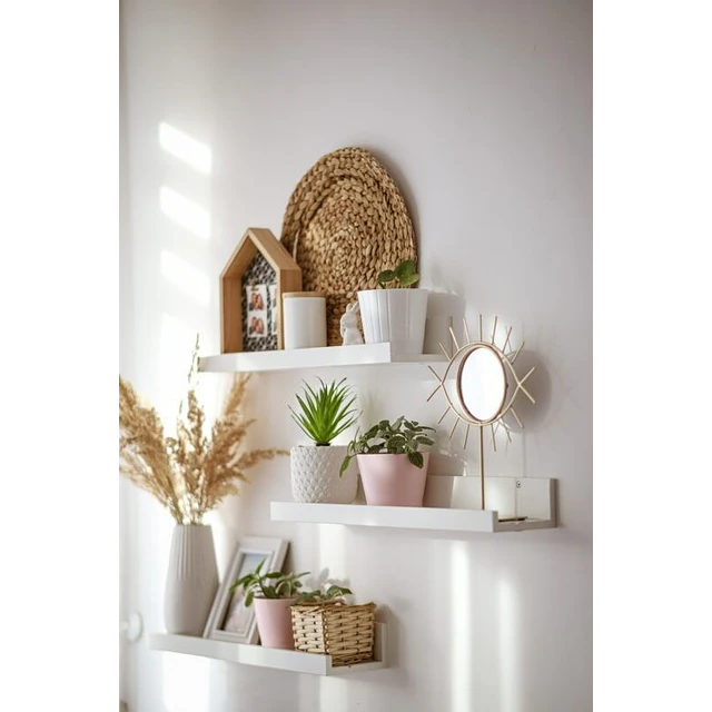 Repisa Flotante en L Blanca – Hecha a Mano en Madera (60 cm)