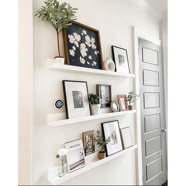 Repisa Flotante en L Blanca – Hecha a Mano en Madera (60 cm)