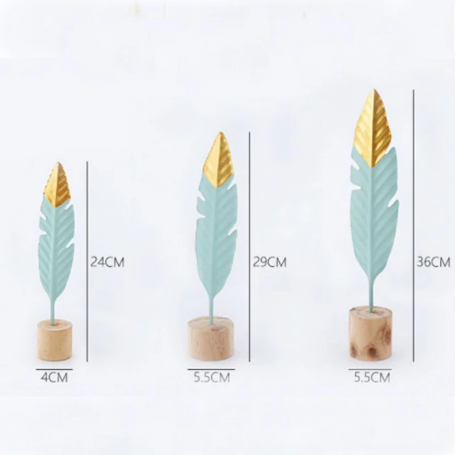 Set 3 Plumas Decorativas Metal y Oro — Toque Natural y Elegante para tu Espacio