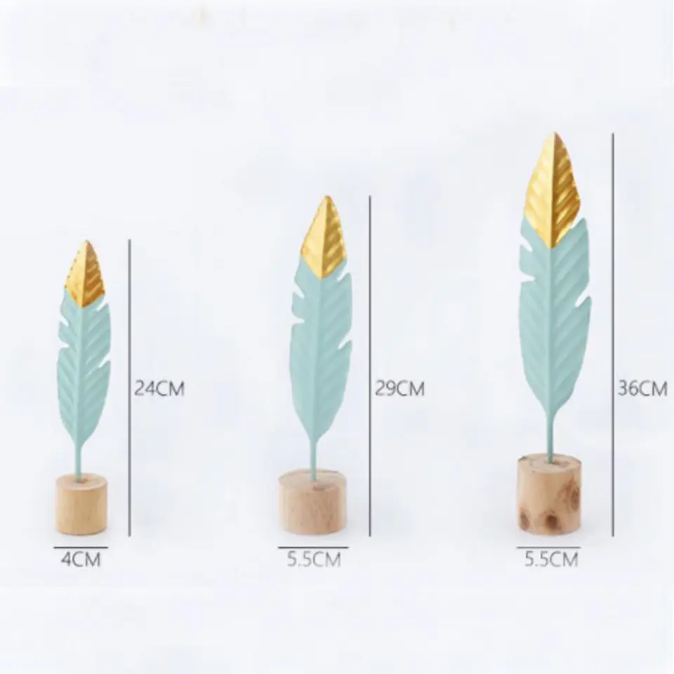 Set 3 Plumas Decorativas Metal y Oro — Toque Natural y Elegante para tu Espacio 3