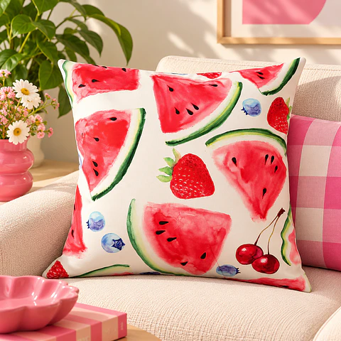 Funda de Cojín Sandías y Frutas 45x45 cm