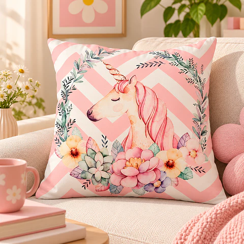 Funda de Cojín Unicornio Rosado 45x45 cm