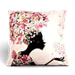 Funda de Cojín Mujer con Flores y Mariposas 45x45 cm - Miniatura 1