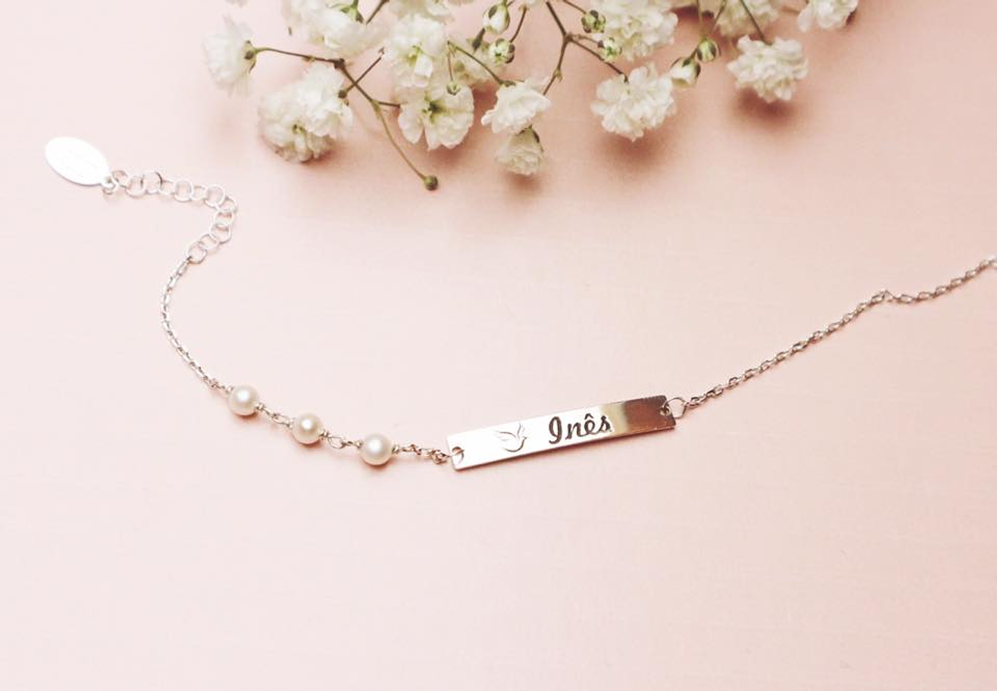 Pulseira pérolas com gravação 3