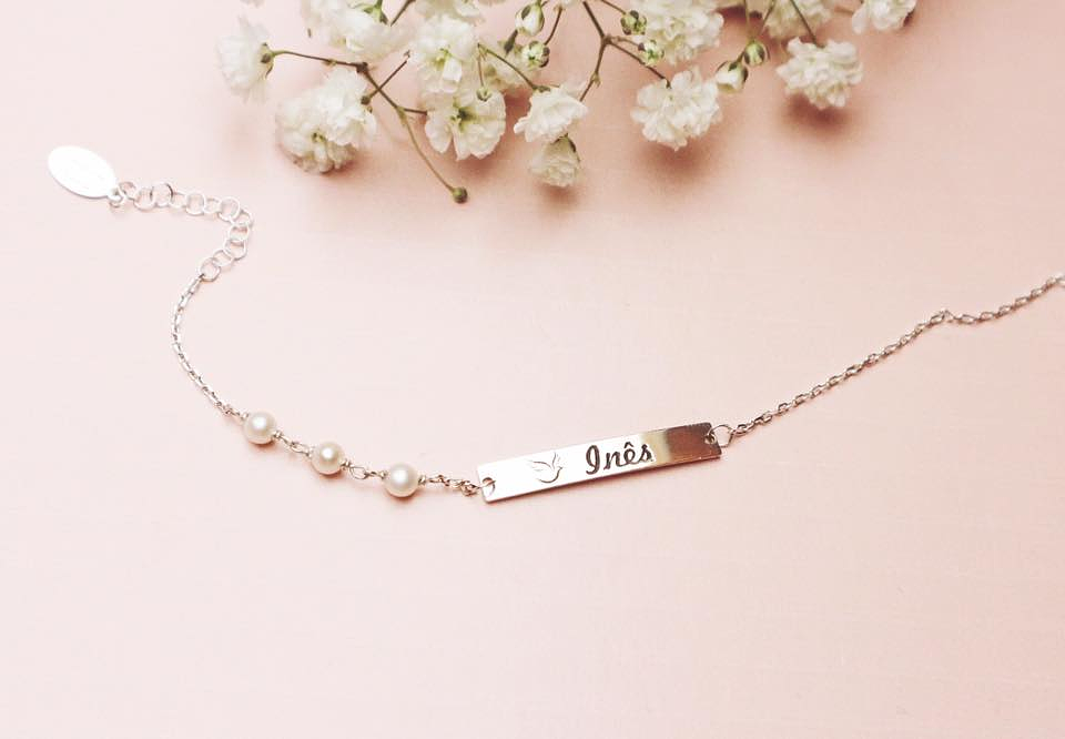 Pulseira pérolas com gravação 3