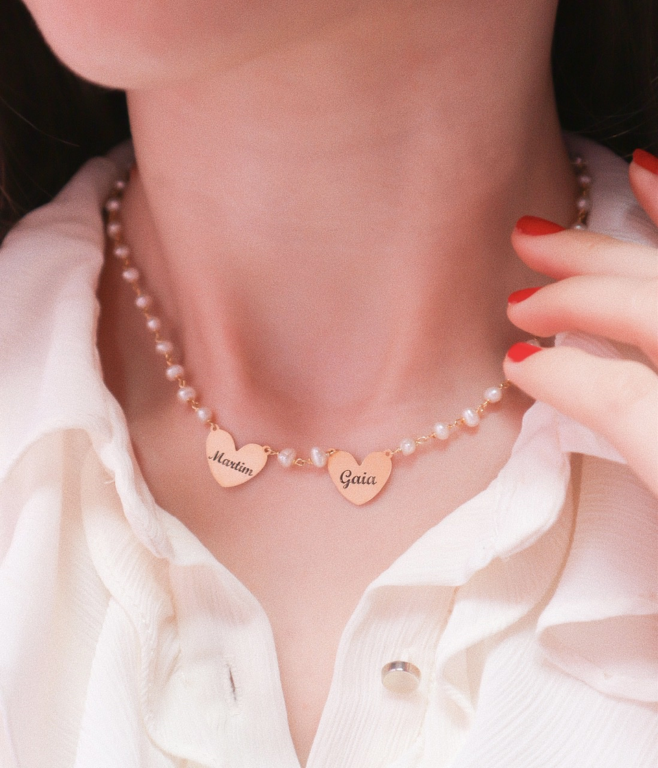 Colar pérolas | amor é o laço entre dois corações  2