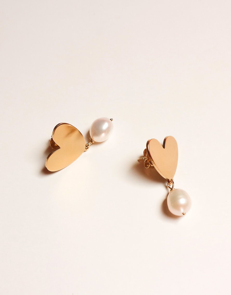 Brincos coração mais pérola | Amor próprio  1