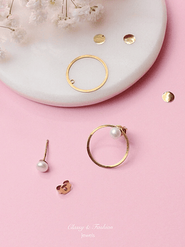 Brincos pérola + argola amovivel 