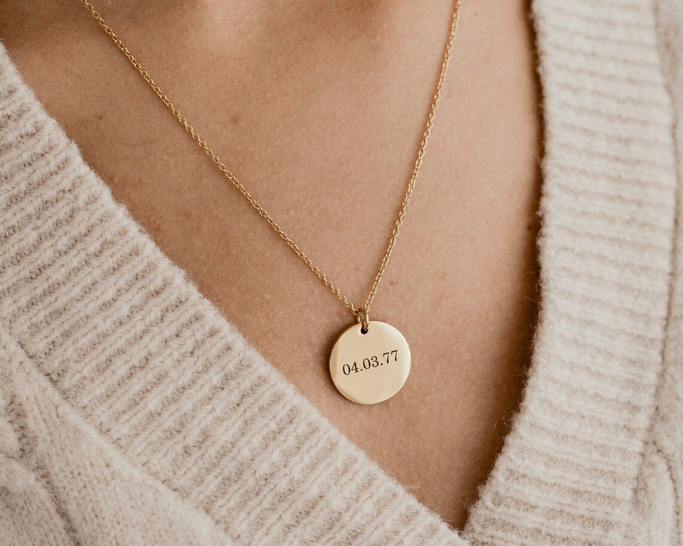 Colar medalha redonda com gravação 1