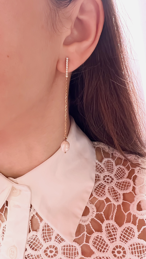 Brincos compridos pérolas 