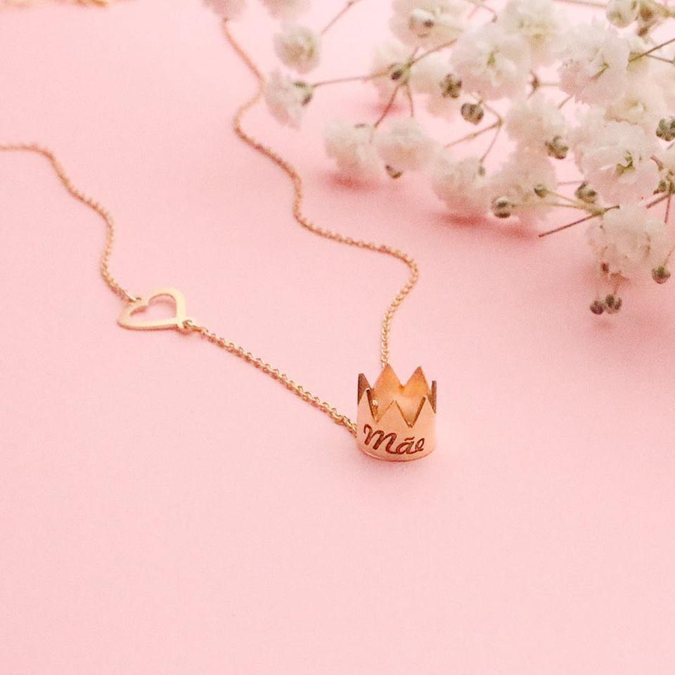 Crown + heart necklace