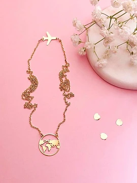 Escapulário mapa mundo + avião