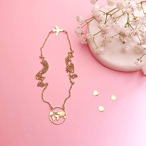 Escapulário mapa mundo + avião