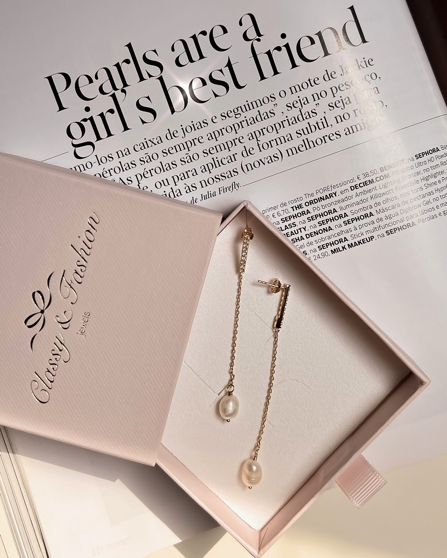 Brincos compridos pérolas  2