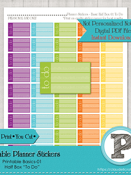 Planner Stickers Basic To Do Printable Stickers, Checklist Daily Life Stickers Instant Download/Digital File Only