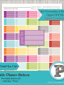 Planner Stickers Basic Pray For Printable Instant Download/Digital File Only