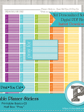 Planner Stickers Basic Pray For Printable Instant Download/Digital File Only