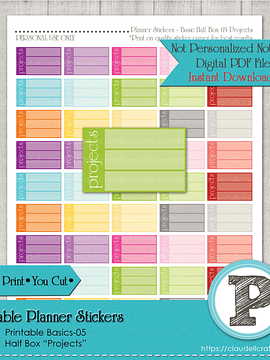 Planner Stickers Basic Projects Printable Instant Download/Digital File Only