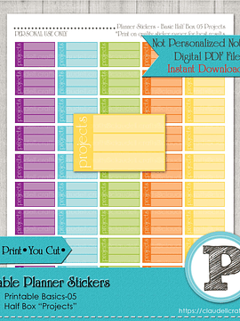 Planner Stickers Basic Projects Printable Stickers, Checklist Daily Life Stickers Instant Download/Digital File Only