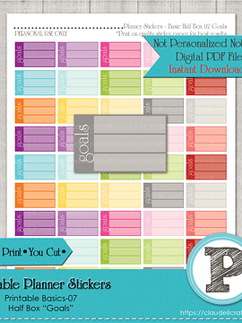 Planner Stickers Basic Goals Printable Stickers, Checklist Daily Life Stickers Instant Download/Digital File Only