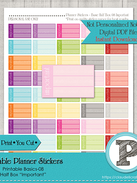 Planner Stickers Basic Important Printable Instant Download/Digital File Only