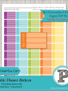 Planner Stickers Basic Important Printable Instant Download/Digital File Only