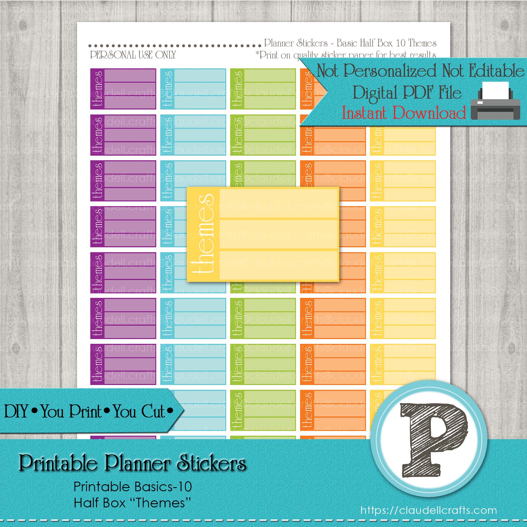 Planner Stickers Basic Themes Printable Stickers, Checklist Daily Life Stickers Instant Download/Digital File Only