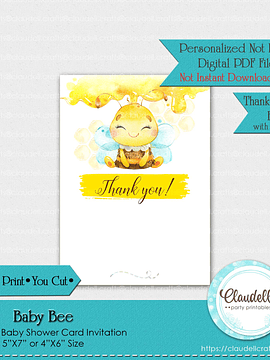 Baby Bee Baby Shower Invitation Card/Digital File Only