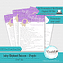 Baby Elephant - Purple Nursery Rhyme Quiz Baby Shower Game Card/Digital File Only