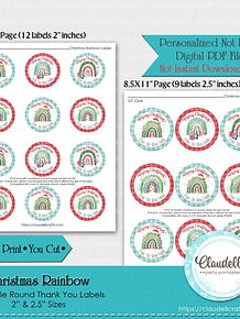 Christmas Rainbow Labels Thank You Labels Party Favors/Digital File Only
