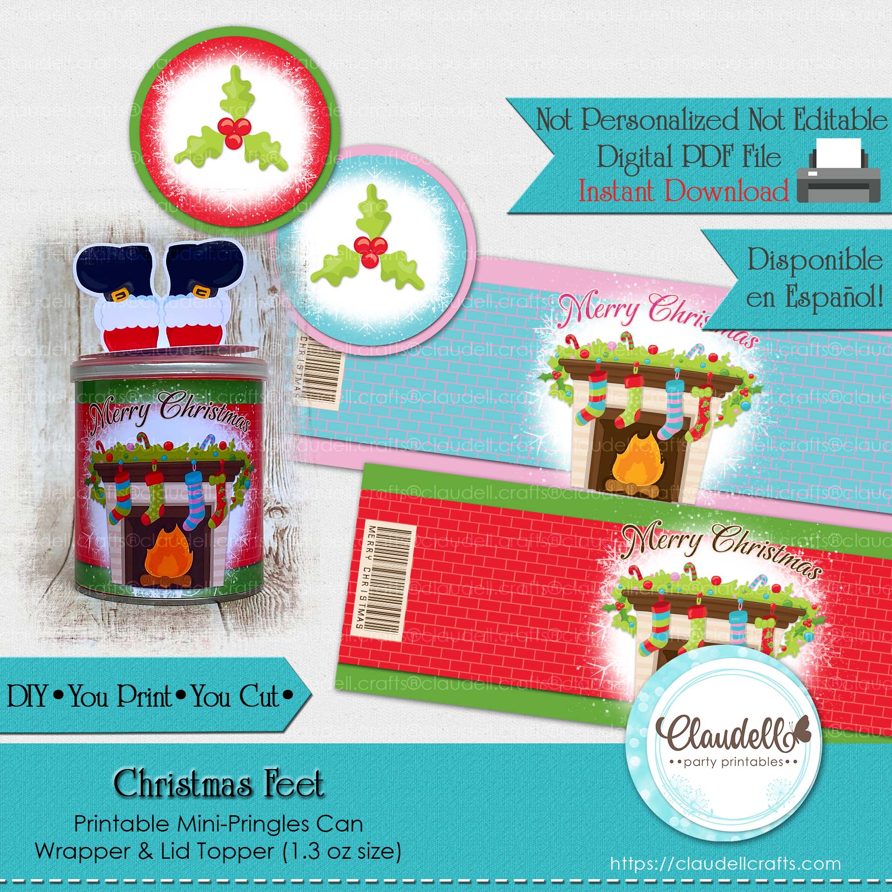 Christmas Feet Mini Pringles Wrapper & Topper Christmas Party Wrappers Party Favors/Digital File Only