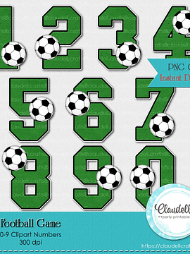 Football Soccer Game Cliparts Numbers Printable PNG 300 DPI Commercial Use Instant Download/Digital File Only