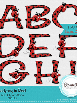 Ladybug in Red Cliparts Alpha PNG 300 dpi Instant Download/Digital File Only