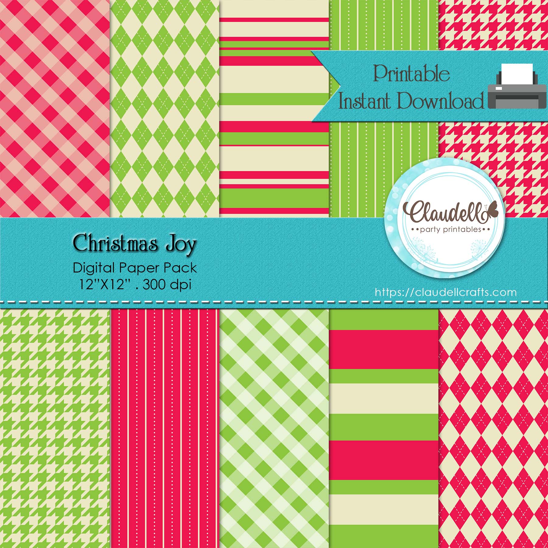 Christmas Joy Digital Paper Pack (10) - 12