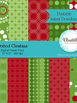 Dotted Christmas Digital Paper Pack (10) - 12"x12" 300 DPI Backgrounds Wallpapers Commercial Use Instant Download/Digital File Only