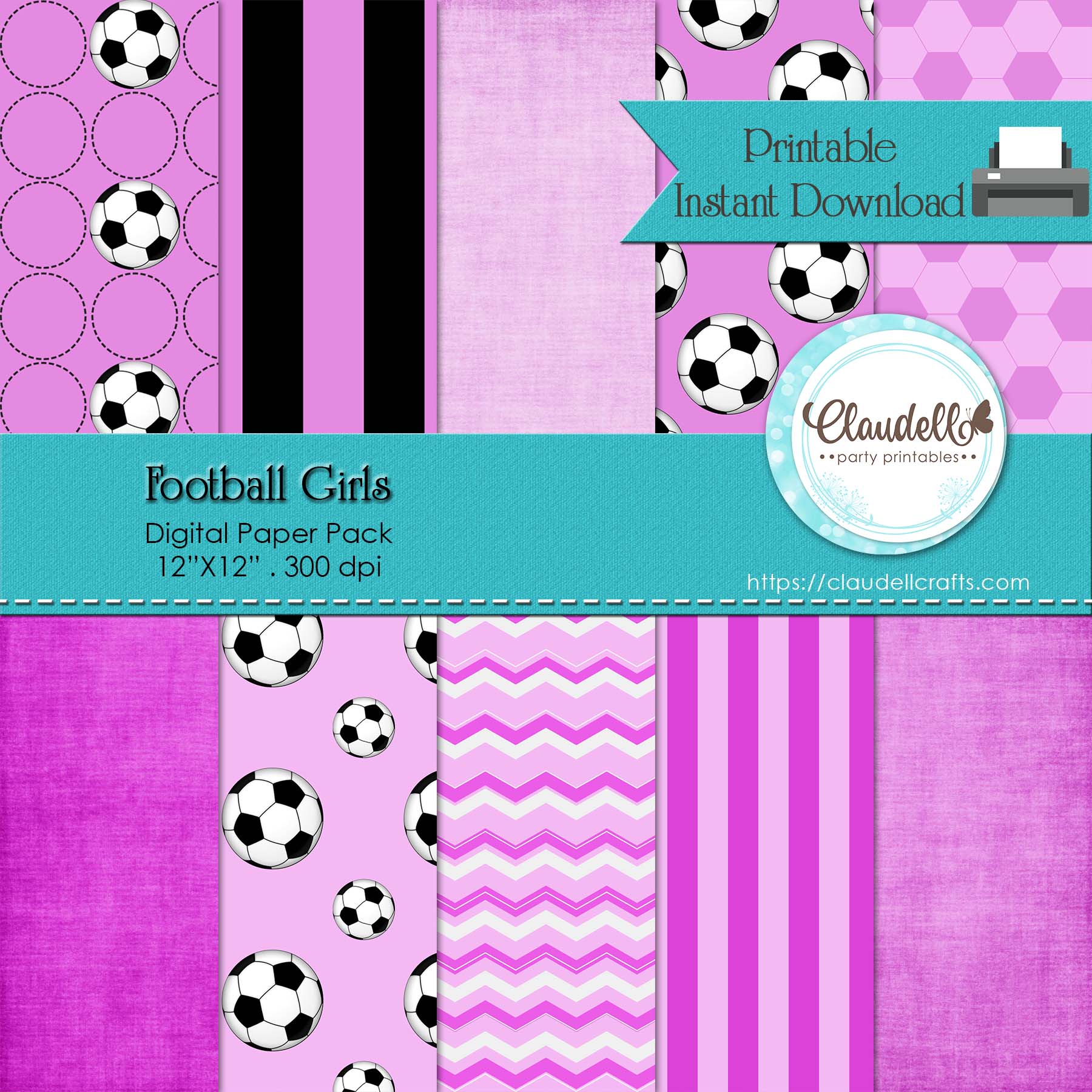 Football Girls Digital Paper Pack (10) - 12