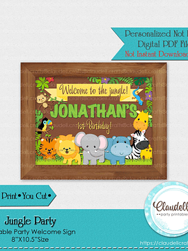 Jungle Party Welcome Sign, Jungle Animals Welcome Sign, Jungle Wild Personalized Welcome Sign, Jungle Zoo Party Decoration, Wild One Birthday Party, Safari Party Favors/Digital File Only