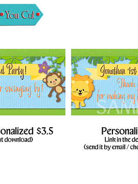 Jungle Party Blue Bubble Bottle Wrapper Label, Jungle Wild Birthday Bubble Bottle Label, Jungle Zoo Party Decoration, Wild One Birthday Party, Safari Party Favors/Digital File Only 