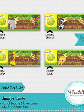 Jungle Party Handi Snacks Labels, Jungle Wild Party Crackers Label, Jungle Zoo Party Decoration, Wild One Birthday Party, Safari Party Favors/Digital File Only