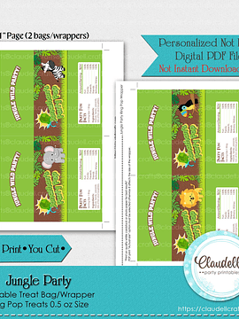 Jungle Party Ring Pop Wrapper, Jungle Wild Party Ring Pop Favor Bag, Jungle Zoo Party Decoration, Wild One Birthday Party, Safari Party Favors/Digital File Only