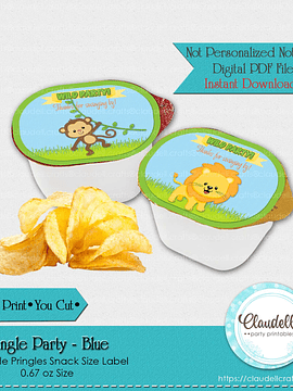 Jungle Party Blue Pringles Snack Size Label, Jungle Wild Birthday Favors Snack Label, Jungle Zoo Party Decoration, Wild One Birthday Party, Safari Party Favors/Digital File Only