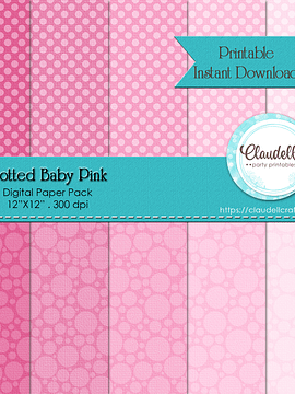 Dotted Baby Pink Digital Paper Pack (10) - 12"x12" 300 DPI Backgrounds Wallpapers Commercial Use Instant Download/Digital File Only