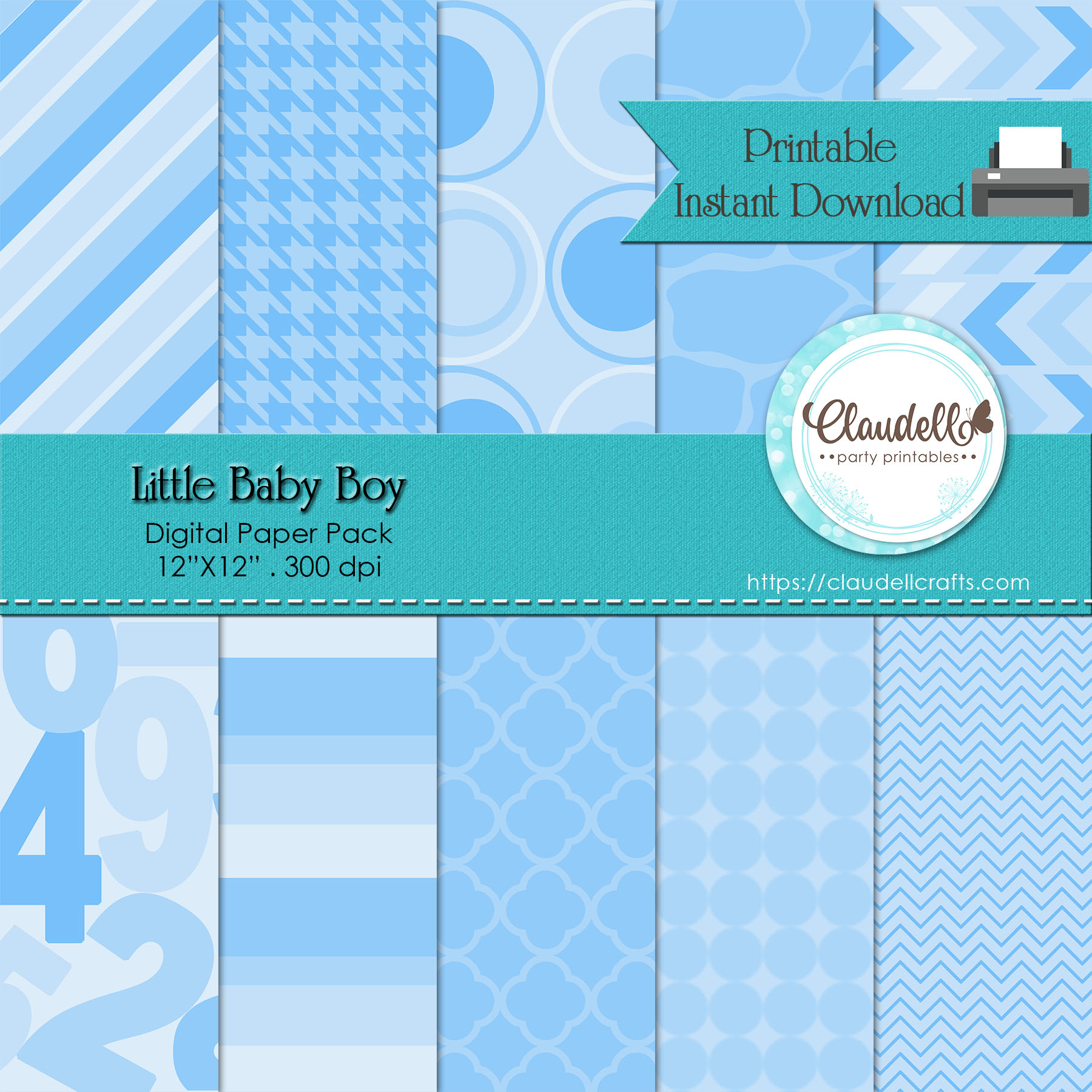 Little Baby Boy Digital Paper Pack (10) - 12