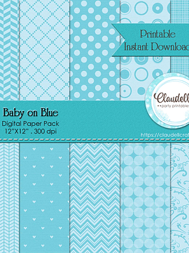 Baby on Blue Digital Paper Pack (10) - 12"x12" 300 DPI Blue Backgrounds Wallpapers Commercial Use Instant Download/Digital File Only