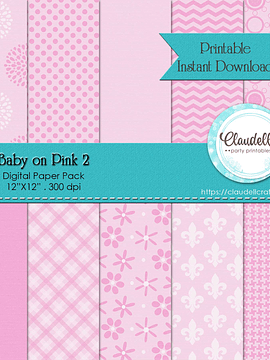 Baby on Pink 2 Digital Paper Pack (10) - 12"x12" 300 DPI Pink Backgrounds Wallpapers Commercial Use Instant Download/Digital File Only