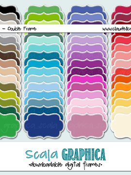 Clipart Labels Tags Double Frame Printable 100 Rainbow Colors Labels01 Commercial Use Instant Download/Digital File Only