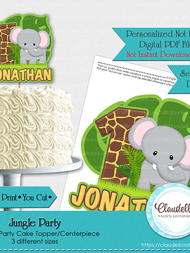 Jungle Party Cake Topper, Jungle Wild Birthday Centerpiece, Jungle Zoo Party Decoration, Wild One Birthday Party, Safari Party Favors/Digital File Only